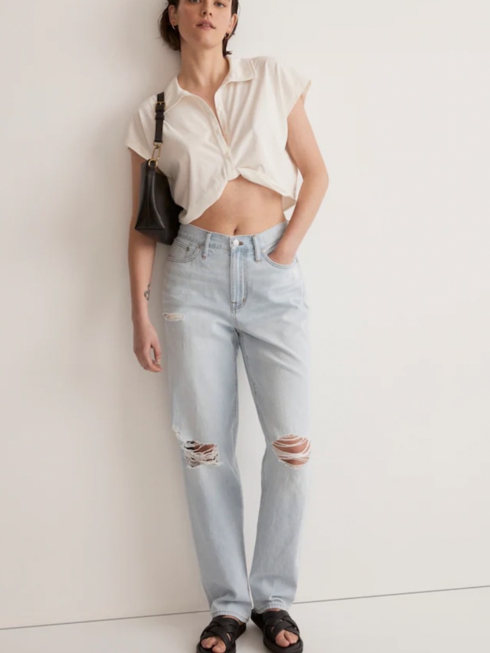 Madewell slouchy boy jeans in distressed faded blue Size 25.